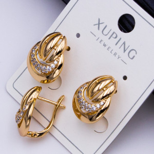 Сережки Xuping№416   h-13мм  з білими цирконами куплю оптом сережки Xuping медичне золото для продажу