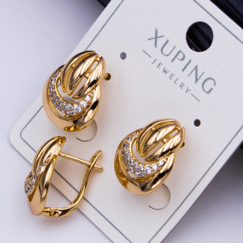 Сережки Xuping№416   h-13мм  з білими цирконами куплю оптом сережки Xuping медичне золото для продажу