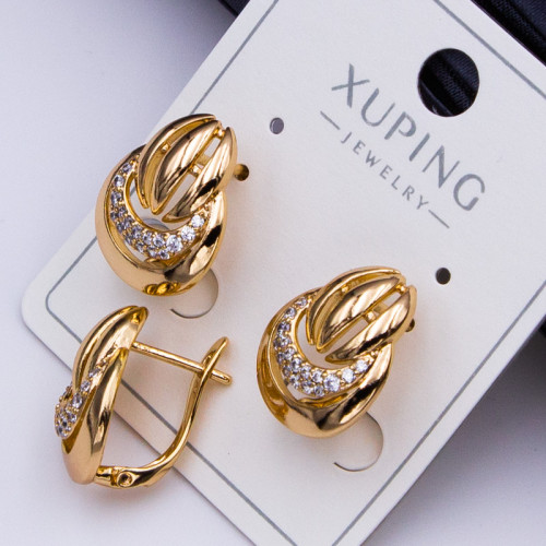 Сережки Xuping№416   h-13мм  з білими цирконами куплю оптом сережки Xuping медичне золото для продажу