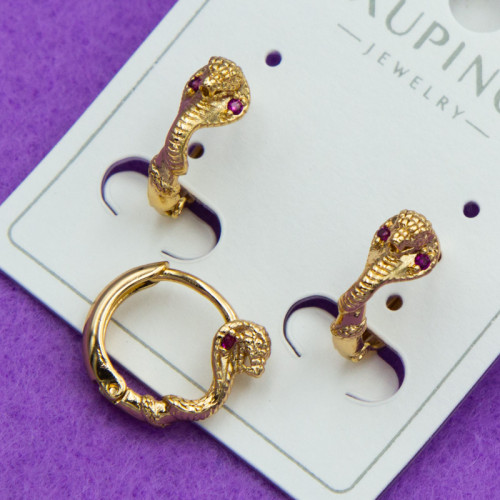 Сережки-кільця Xuping№689 11мм 18к кільця маленькі під золото з головою кобри куплю медзолото оптом від виробника в інтернет магазині