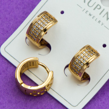 Сережки-кільця Xuping№681 12мм 18к каблучки під золото з білими цирконами куплю медзолото оптом від виробника в інтернет магазині