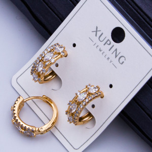 Сережки Xuping№457 d-12мм з цирконами білого кольору медичне золото 18К для оптовиків