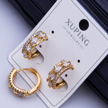 Сережки Xuping№457 d-12мм з цирконами білого кольору медичне золото 18К для оптовиків