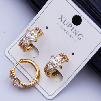 Сережки Xuping№456 d-12мм з цирконами білого кольору медичне золото 18К для оптовиків