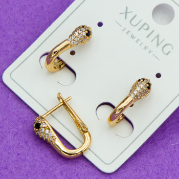 Сережки Xuping№729 змії з синіми очима медичне золото оптом купити