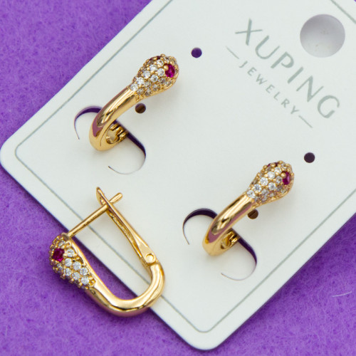 Сережки Xuping№728 змії з малиновими очима медичне золото оптом купити