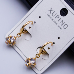 Сережки xuping№449А 6мм кулька з білими цирконами куплю оптом сережки xuping 18К від виробника Харків Одеса