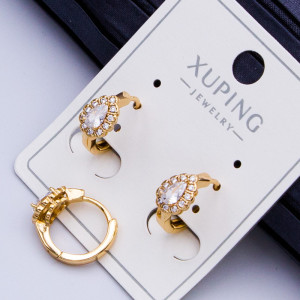 Сережки Xuping№387   5х7мм d-10мм із бiлим цирконом медичне золото сережки куплю оптом від виробника