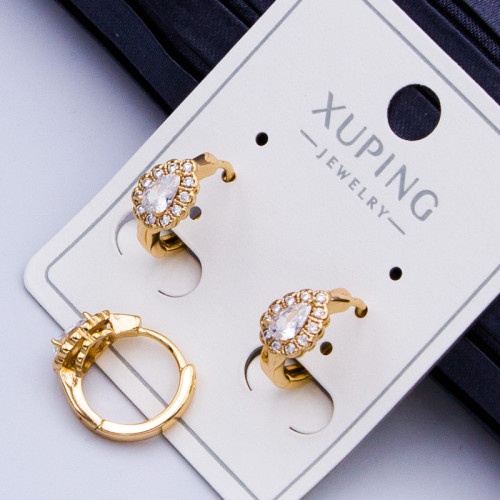 Сережки Xuping№387   5х7мм d-10мм із бiлим цирконом медичне золото сережки куплю оптом від виробника