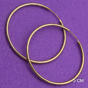 Сережки-кiльця№865  5.5см гладкi куплю оптом сережки-кiльця 18К вiд виробника