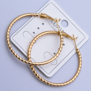 Сережки-кільця Xuping№838 d-4.0см 18к діамантова грань перекручена куплю оптом медзолото сережки 18к від виробника