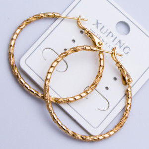 Сережки-кільця Xuping№840 d-3.5см 18к діамантова грань перекручена куплю оптом медзолото сережки 18к від виробника