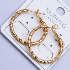 Сережки-кільця Xuping№840А  d-2.5см 18к діамантова грань перекручена куплю оптом медзолото сережки 18к від виробника