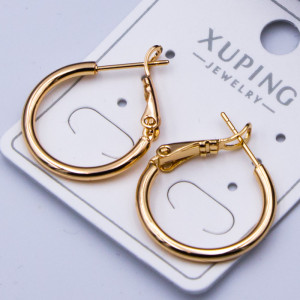 Сережки-кільця Xuping№864  2.0мм 18К гладкі на замку куплю оптом сережки медзолото 18К від виробника