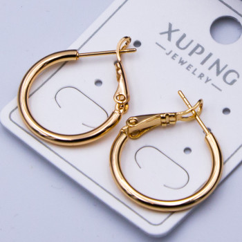 Сережки-кільця Xuping№863   2.5мм 18К гладкі на замку куплю оптом сережки медзолото 18К від виробника