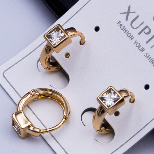 Сережки xuping№313 d-12мм кільця з білими цирконами 18к куплю оптом вироби з медзолото від виробника