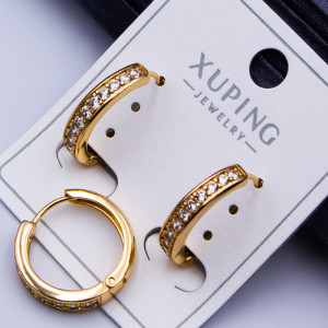Сережки Xuping№308 d-15мм кільця з цирконами форми купити сережки xuping від виробника