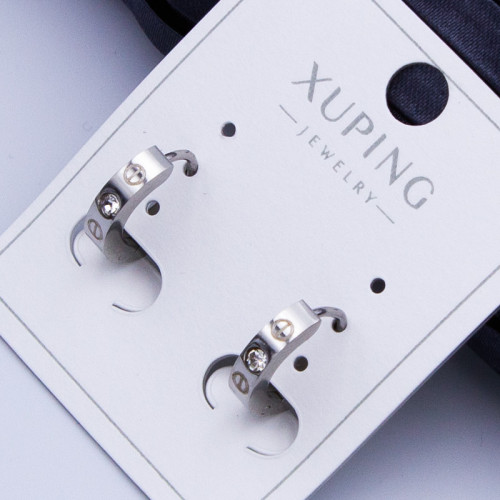 Сережки-кільця Xuping№409 10мм Цвях із цирконами куплю оптом медзолото оптом від виробника