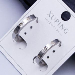 Сережки-кільця Xuping№410 20мм Цвях із цирконами куплю оптом медзолото оптом від виробника