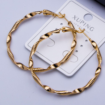 Сережки Xuping№835  4.5см  геометричної форми на клямці медзолото оптом куплю сережки 18к