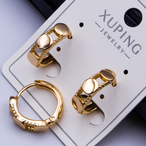 Сережки Xuping№359 d-15мм кільця з медальками куплю оптом біжутерію Xuping 18к