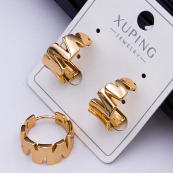 Сережки Xuping№419 d-15мм ширина 9мм геометричної форми на колечках купити сережки Xuping медичне золото 18к для продажу.