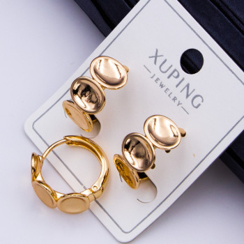 Сережки Xuping№418 d-15мм ширина 10мм геометричної форми на колечках купити сережки Xuping медичне золото 18к для продажу.