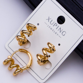 Сережки Xuping№417 h-13мм  геометричної форми на колечках купити сережки Xuping медичне золото 18к для продажу.